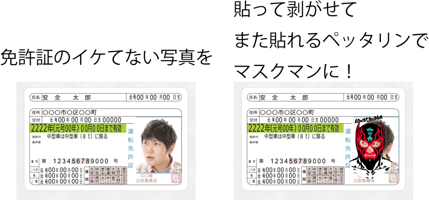 写真用 マスクマン変身ペッタリンシール（AD Watanabe オリジナル）
