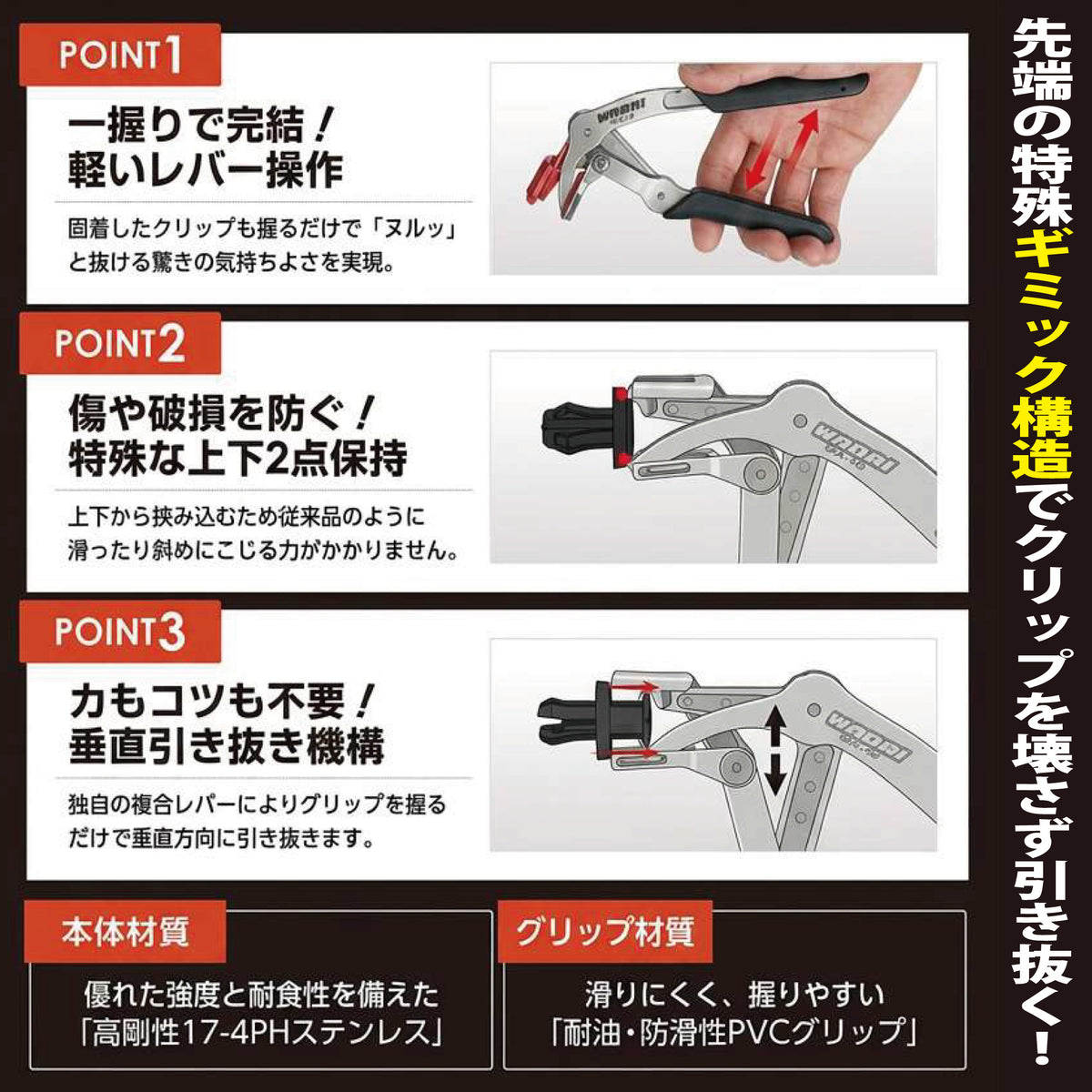 クリップとる WA-10 | クリップ外し ピン取り外し