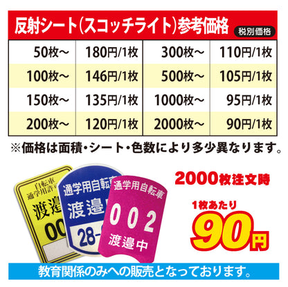 自転車通学用ライト反射ステッカー