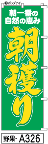 ふでのぼり 朝穫り(野果-a326)幟 ノボリ 旗 筆書体を使用した一味違ったのぼり旗がお買得【送料込み】まとめ買いで格安